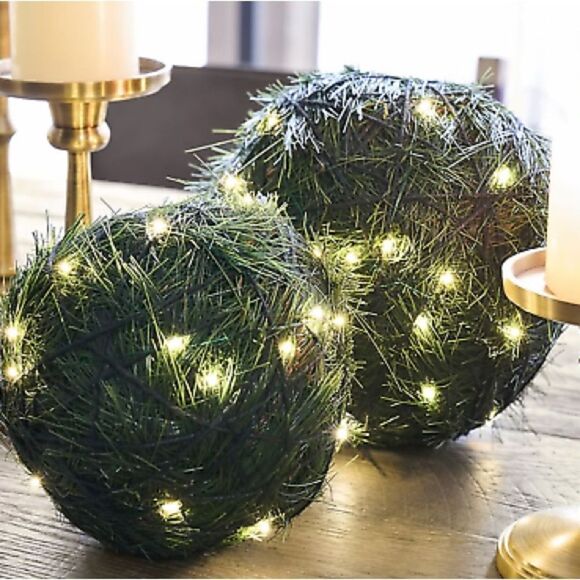 Pottery Barn Pre-Lit Faux Evergreen Medium Sphere NWOT OPEN BOX! - Picture 9 of 9
